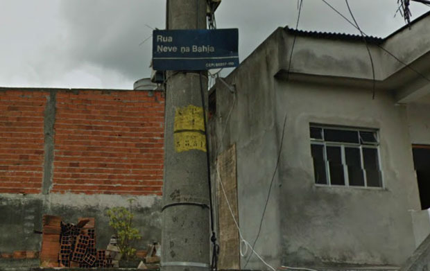 Placa da Rua Neve na Bahia.